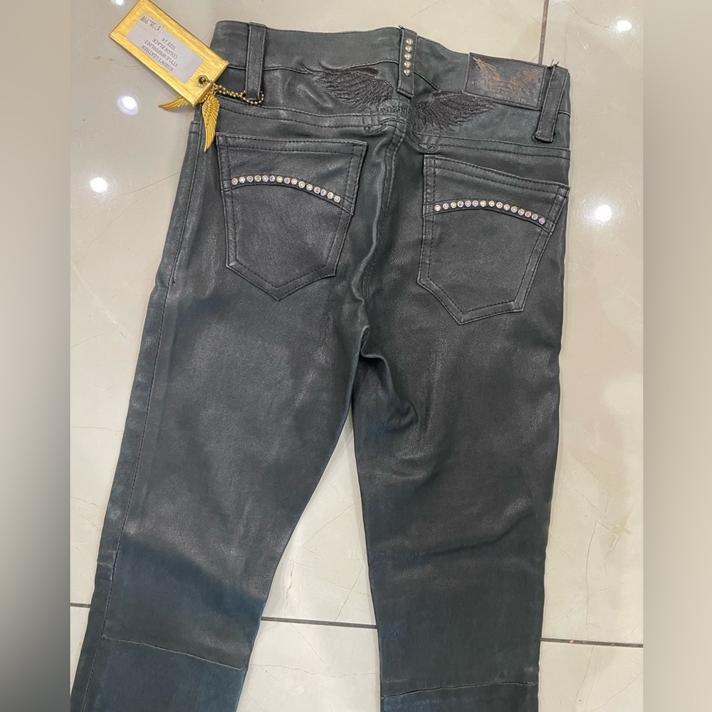 NWT Robin’s Jean black leather skinny pants